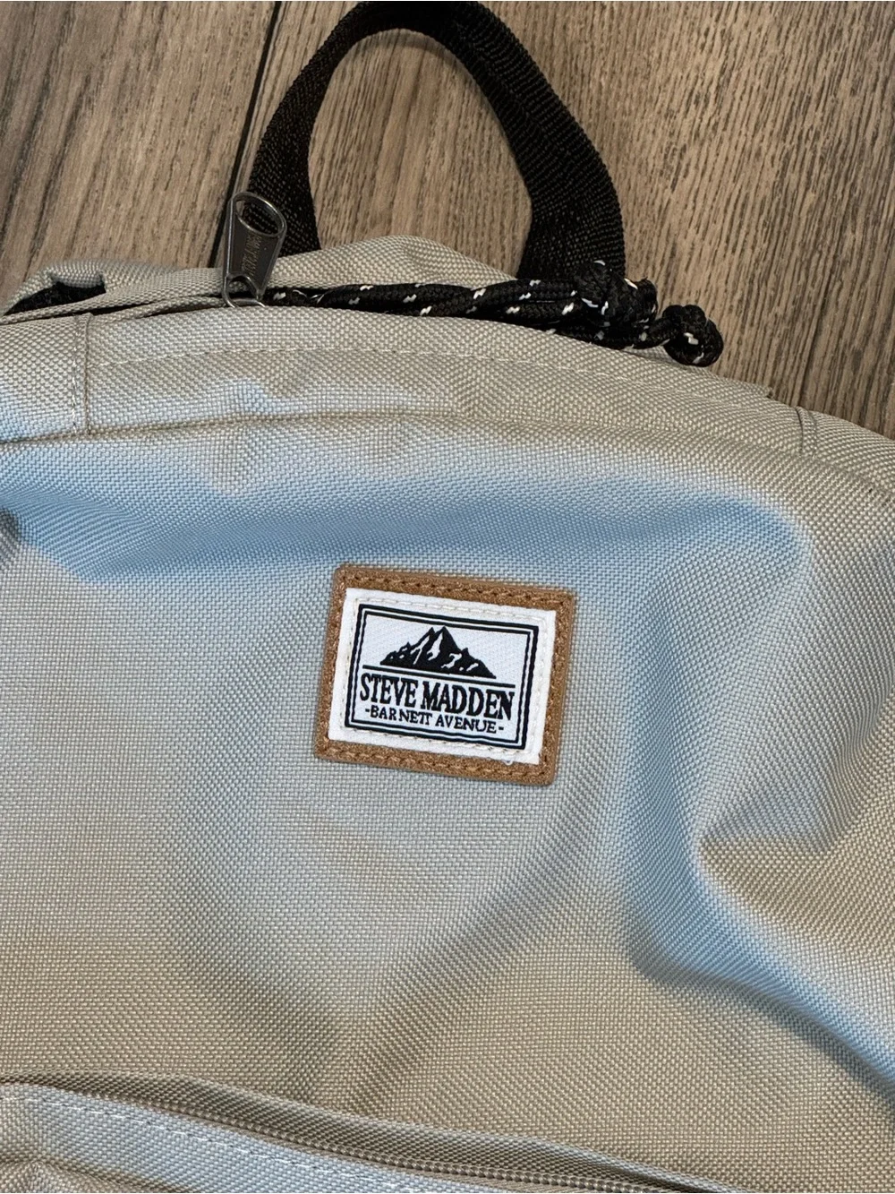Steve Madden Barnet Avenue Gray Tan Backpack Faux Suede Laptop School Travel Bag